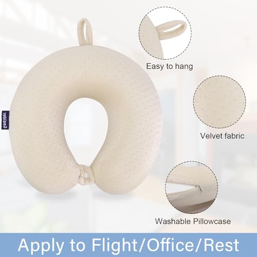 Memory Foam Neck Pillow, Travel Neck Pillow, Beige - color: Beige