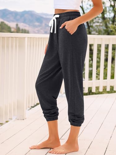 AUTOMET Women's High Waisted Lounge Sweatpants Jogger Pants with Pockets - color: Blackgrey, size: XX-Large