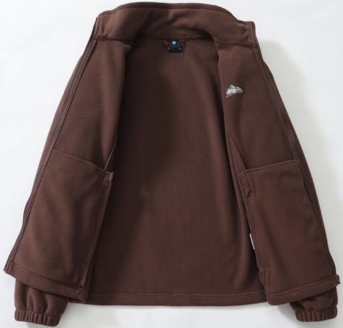 GIMECEN Women's Full Zip Soft Polar Fleece Jacket Outdoor Recreation Coat - color: Coffee, size: 3X-Large