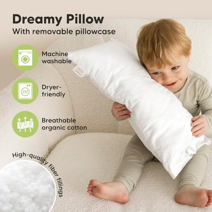 Toddler Pillow with Pillowcase, 10x18 My Little Dreamy Pillow (Soft White) - color: Soft White, size: Buddy 10x18