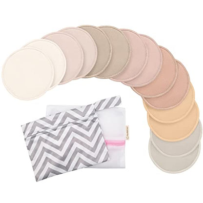 14-Pack Reusable Nursing Pads for Breastfeeding (Neutrals, L 4.8") - color: Neutrals, size: Large 4.8"