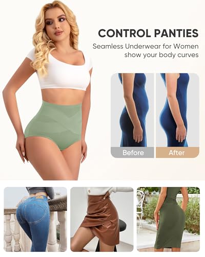 Women's Cotton Underwear High Waisted Post Partum Soft Panties 4 Pack - color: A-multicolor, size: Small