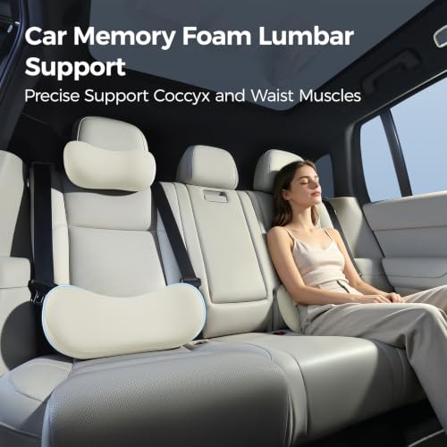 BABUR Lumbar Support Pillow for Car, Coccyx Pain Relief Cushion - color: Beige