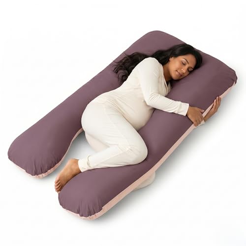 U Shaped Pregnancy Pillow Soft Reversible 55 in Chocolate Beige - color: Chocolate / Beige (Two-tone)