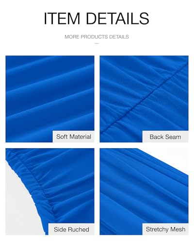 BTFBM One Shoulder Mesh Maxi Wedding Guest Dresses for Women - color: Blue, size: Medium