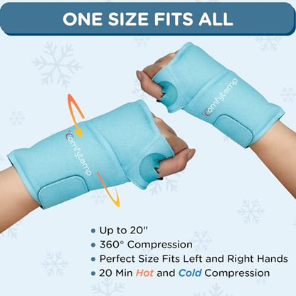 Comfytemp Wrist Ice Pack Wrap Carpal Tunnel Relief Wrist Brace, 2 Packs - color: Blue, size: 20"x4"