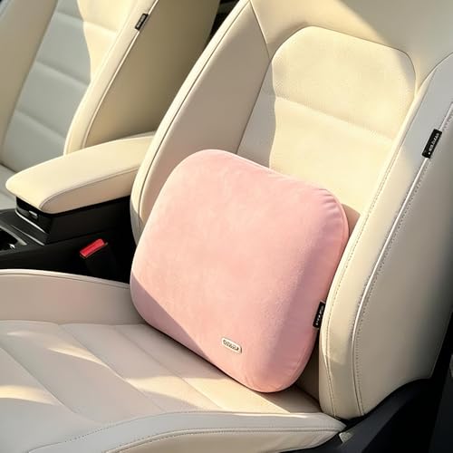 Lumbar Pillow Recliner Slim Soft Latex Car Seat Lower Back Support Cushion - color: Pink
