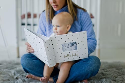 Pearhead Hello Baby Photo Album, Holds 200 Pictures, Polka Dots, White