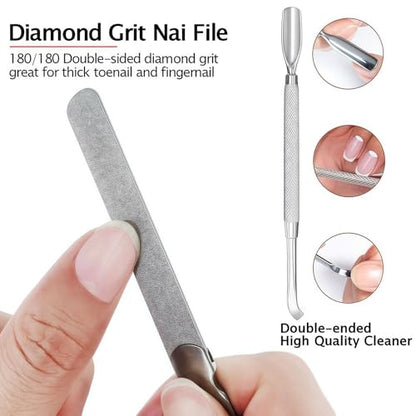 Long Handle Ingrown Toenail Clippers Set for Men Seniors - color: Metallic 5pcs