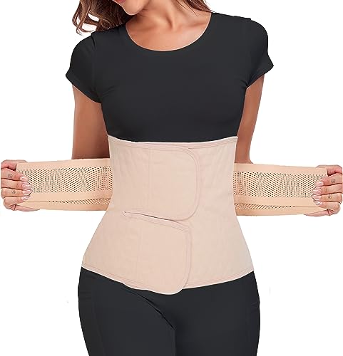 MAMODY Postpartum Belly Band Belly Wrap Abdominal Binder Post Surgery - color: Classic Beige