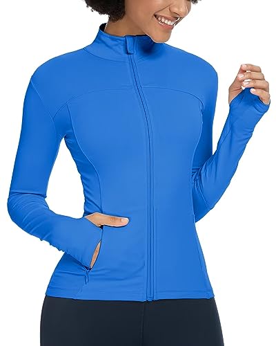 Queenie Ke Womens Running Jackets with Zipper Pockets - color: Dream Blue, size: Small
