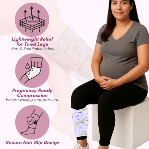 ELI&VAL New Mommy Essentials for First Time Mom – 2 Pack Pregnancy Calf Compression Sleeves – 1st Trimester Must Haves for Leg Support, Swelling, Fatigue & Circulation During Pregnancy and Postpartum