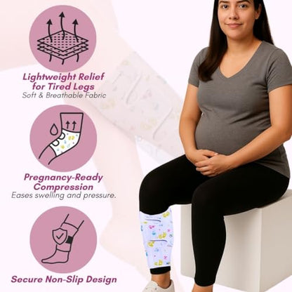 ELI&VAL New Mommy Essentials for First Time Mom – 2 Pack Pregnancy Calf Compression Sleeves – 1st Trimester Must Haves for Leg Support, Swelling, Fatigue & Circulation During Pregnancy and Postpartum