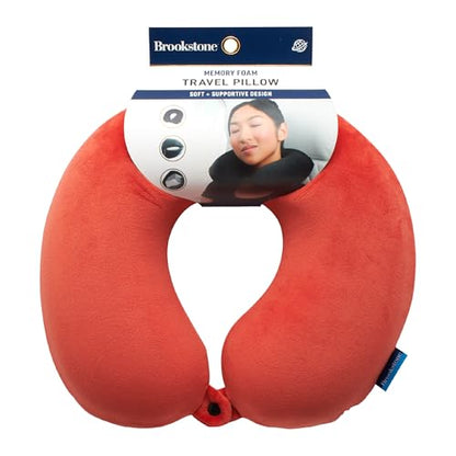 Brookstone Travel Neck Pillow Lightweight U-Shaped Memory Foam Pillow - color: Terra Cotta