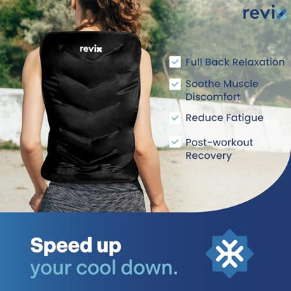 REVIX Extra Large Ice Pack for Back, 13” x 21” Reusable Gel Cold Pack Wrap - color: Black