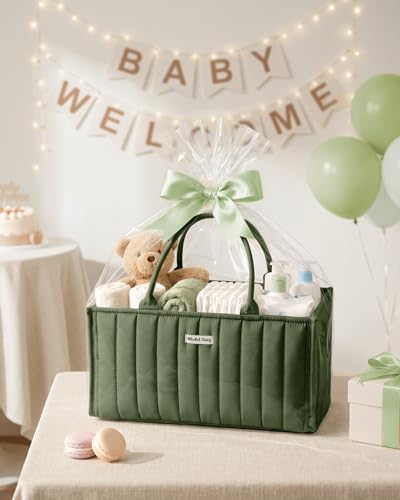Blissful Diary Baby Diaper Caddy Organizer, Nursery Storage, Deep Green - color: Deep Green