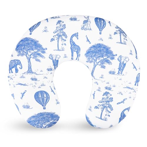 TANOFAR Nursing Pillow Cover, Stretchy Removable Breastfeeding Pillow Cover, Ultra Soft Snug Fits On Newborn Feeding Pillow Case for Baby Girls, Blue Elephant - color: Blue