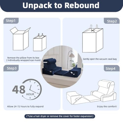 Wedge Pillow Set for After Surgery,Navy,9PCS-23.2" - color: Navy, size: 9PCS-23.2''