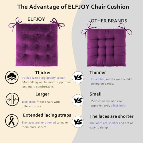 ELFJOY Rocking Chair Cushions Tufted High Back and Seat Cushion Purple - color: Purple