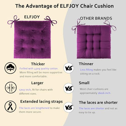 ELFJOY Rocking Chair Cushions Tufted High Back and Seat Cushion Purple - color: Purple