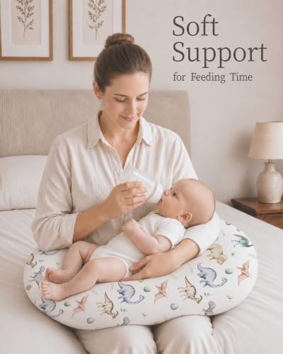 Nursing Pillow Covers 2 Pack, Stretchy Breastfeeding Pillow Covers for Baby - color: Dino Pals