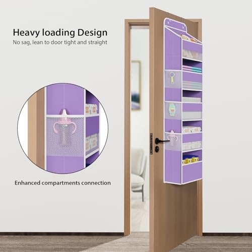 Univivi Over Door Hanging Organizer for Baby Nursery, Purple, 5-Shelf - color: Purple, size: 5 LAYER