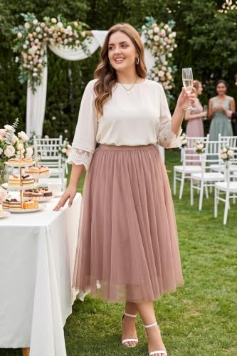 Eytino Plus Size Maxi Skirts for Curvy Women - color: Pink, size: 5X