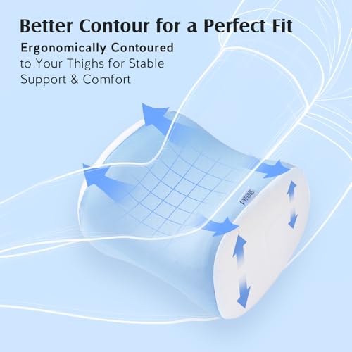 YFONG Knee Pillow for Side Sleepers, Breathable Memory Foam Leg Pillow Blue - color: Light Blue