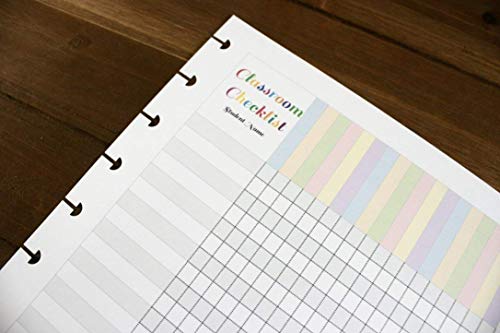 Classroom Checklist Refills for 9-Disc Medium Size (7 x 9.25 inches) Planners, Classic Teacher Planner Inserts FeroniArt Inserts Compatible with Happy Planner ARC and TUL
