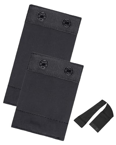 Women Bodysuit Extender Adjustable Snap Crotch Add Length To Crotch Extender(Not suitable for metal clasp) - color: Black-（2pc,2 Plastic，3" Length+4" Length）