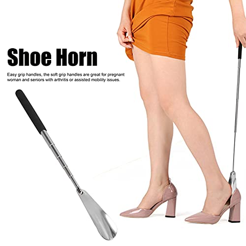 Telescopic Shoe Horn – Long Handled Shoe Horn with Adjustable Length for Seniors & Arthritis – Stainless Steel Extendable Shoe Horn for Tight Boots, Tall Shoes & Travel (10.7–27.1in, Black)