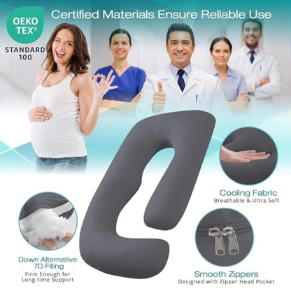 Cooling Pregnancy Pillows for Sleeping, 57'' Full Body Pillow, Dark Grey - color: Dark Grey, size: 57 Inch