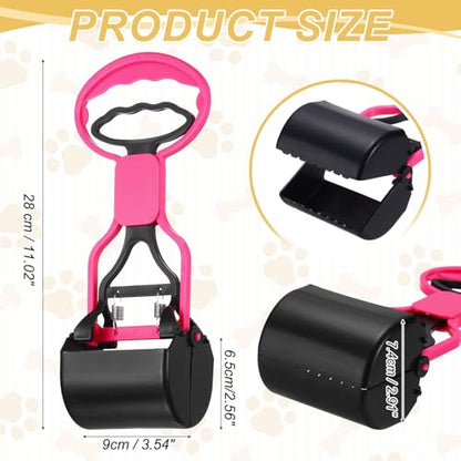 Poop Scooper 11" Long Handle No Touch Dog Poop Scooper Grabber - color: Pink