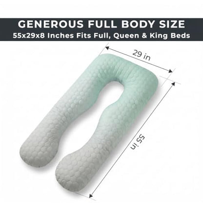 U Shaped Pregnancy Pillow Quilted Honeycomb 55 in Sage Ombre - color: Quilted – Sage Ombre
