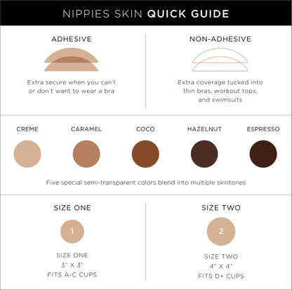 Nippies Non-Adhesive Silicone Nipple Covers, No Show Sports Bra Inserts - color: Caramel, size: Size 1 (Fits A-C Cups)