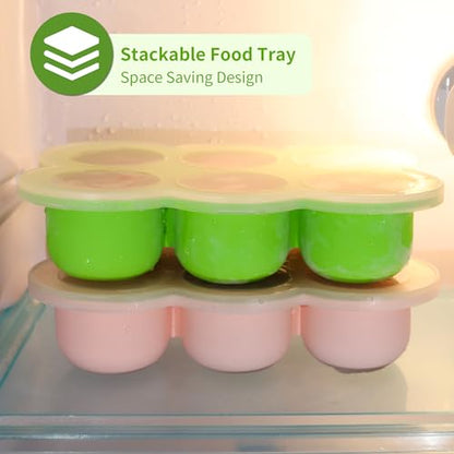 Silicone Freezer Tray with Clip-on Lid, 3oz x 6 Pods (Bright Green) - color: Bright Green (6 x 3 OZ)
