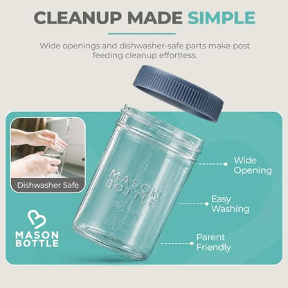 Mason Bottle Glass Breastmilk Storage Jar Set with Lids, 8-Pack, 4oz & 8oz - size: Mixed Jar Set (8 pack)