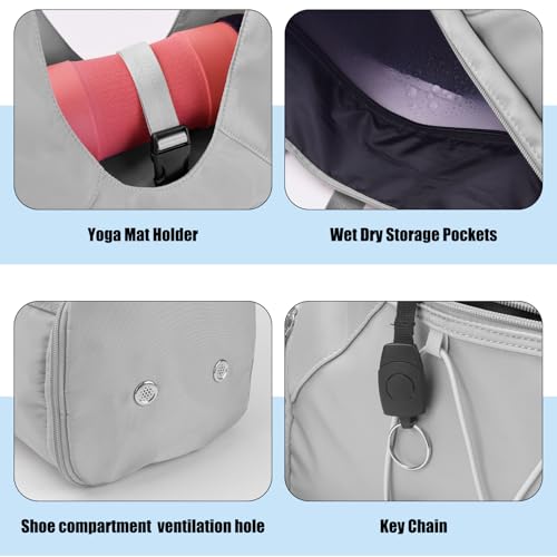 Forestfish Gym Bag For Women With Yoga Mat Holder, Grey - color: Grey