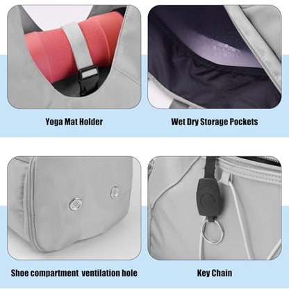 Forestfish Gym Bag For Women With Yoga Mat Holder, Grey - color: Grey