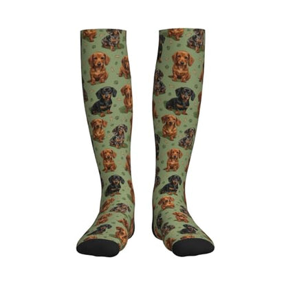 Cute Dog Compression Socks Women Men, Dog Lover Gift - color: Dachshund