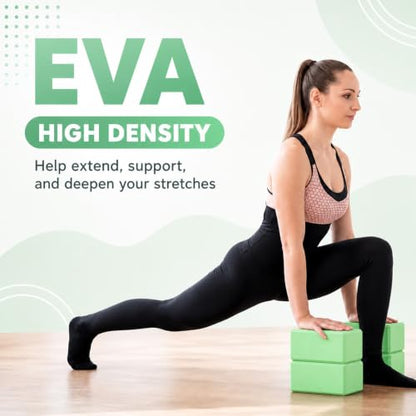 Wettarn 6 Pack EVA Yoga Blocks Bulk, Non Slip Pilates Brick - color: Green