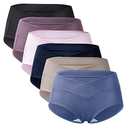 Mama Cotton Women's Under The Bump Maternity Panties Pregnancy Postpartum Maternity Underwear Multi-Pack - color: Multicolor-b 6 Pack, size: Medium