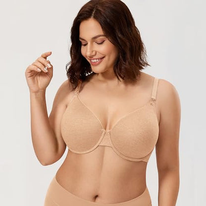 CALVENA Women's Lightly Padded Nursing Bra - color: Oatmeal Heather, size: 34D