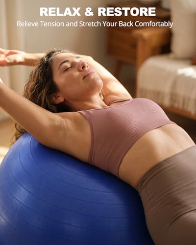 Trideer Yoga Ball for Exercise, Pregnancy, Exercise Ball, Pump Included - color: Indigo, size: L(23-26ines/58-65cm)