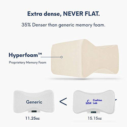 Cushion Lab Extra Dense Orthopedic Knee Pillow for Back Pain Relief, Leg Pain, Hip, Pregnancy, Sciatica & Joint Pain - Memory Foam Wedge Pillow Contour - size: Medium