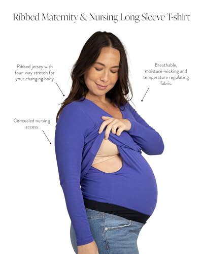 Kindred Bravely Everyday Nursing & Maternity Long Sleeve T-Shirt - color: Cobalt, size: Medium