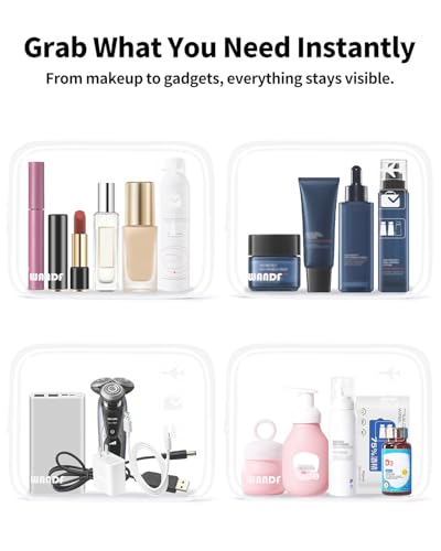 WANDF TSA Approved Toiletry Bag, 2 Pack Clear Makeup Bag - color: White, size: Pack of 2