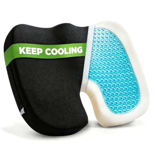 Gel Seat Cushion for Long Sitting, Office Chair Memory Foam Cushion, Black - color: Black
