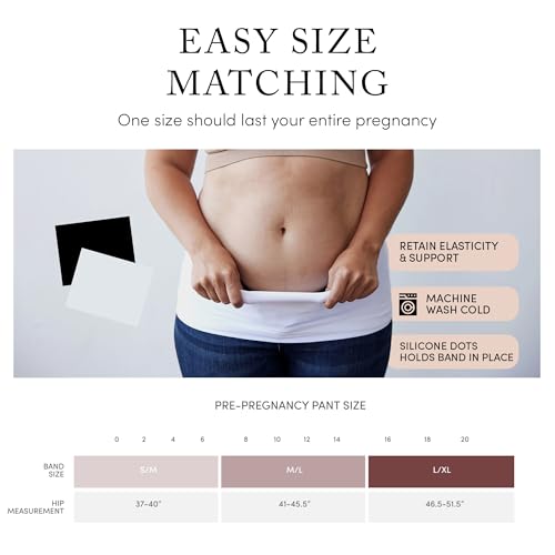 Ingrid & Isabel Basics Bellaband, Maternity Belly Band, Pants & Jeans Extender for Pregnancy & Postpartum - color: White/Black, size: Small-Medium, style: Casual