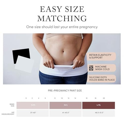 Ingrid & Isabel Basics Bellaband, Maternity Belly Band, Pants & Jeans Extender for Pregnancy & Postpartum - color: White/Black, size: Small-Medium, style: Casual